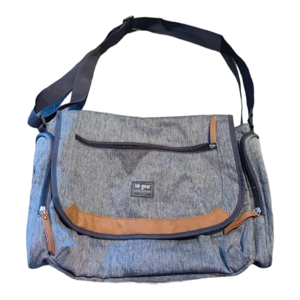 Diaper Bag BB GEAR New Grey Messenger Bag - Dad Bag For Baby.